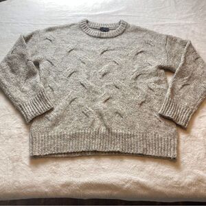 Lumiere Light Brown Cable Knit Crew Neck Long Sleeve Sweater Size Large